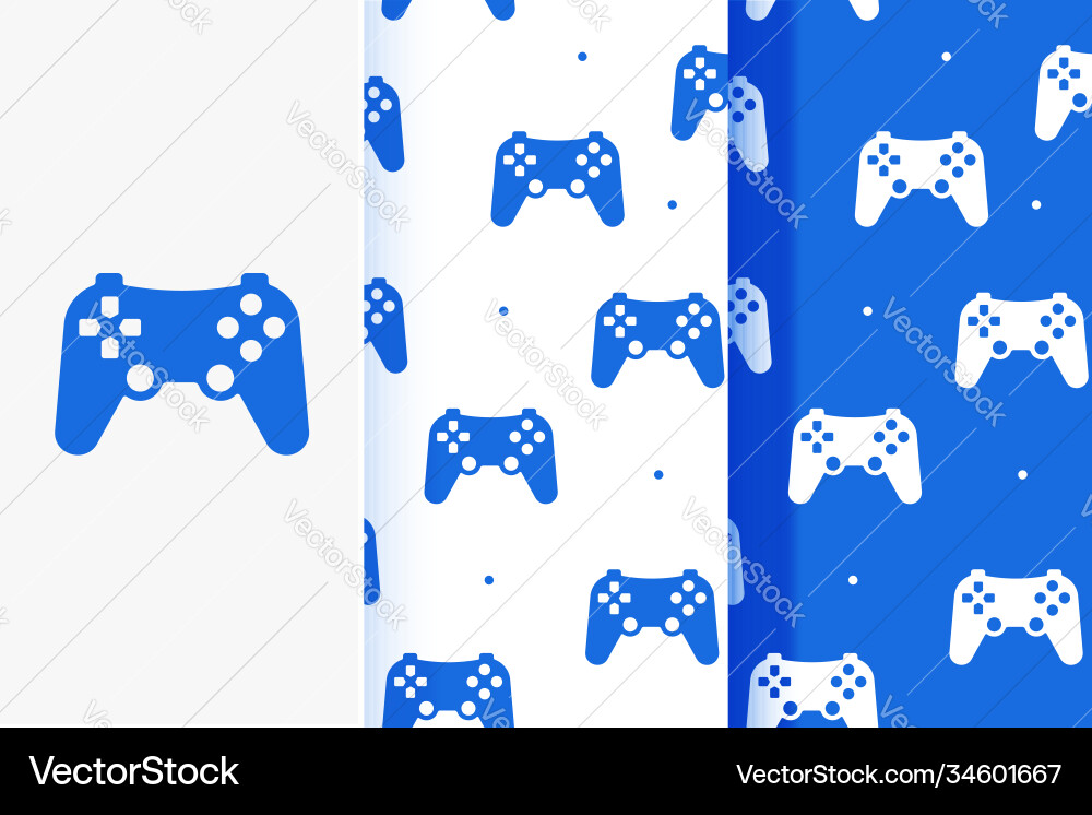 Set seamless patterns game joystick in flat Set seamless patterns game joystick in flat vector image