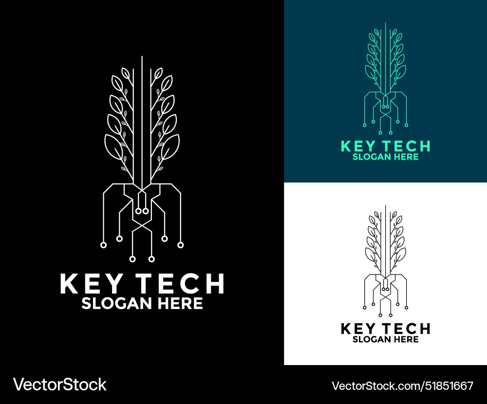 Smart key tech digital network with tree vector image