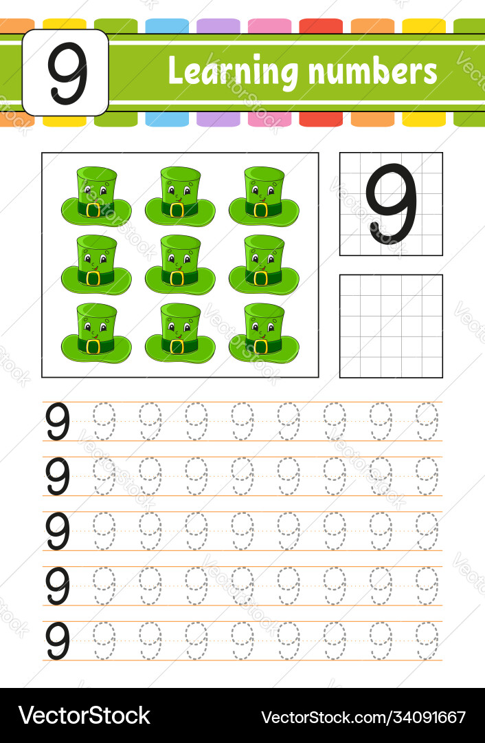 Trace and write numbers handwriting practice Trace and write numbers handwriting practice vector image