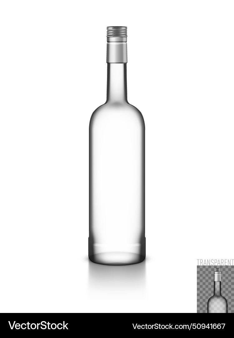 Transparent glass vodka bottle with screw cap Transparent glass vodka bottle with screw cap vector image