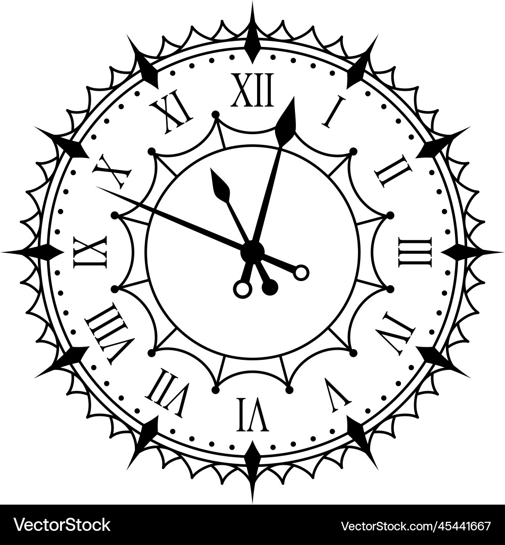 Vintage Roman Clock Face – Royalty-Free Vector | VectorStock, image size:1000x1080