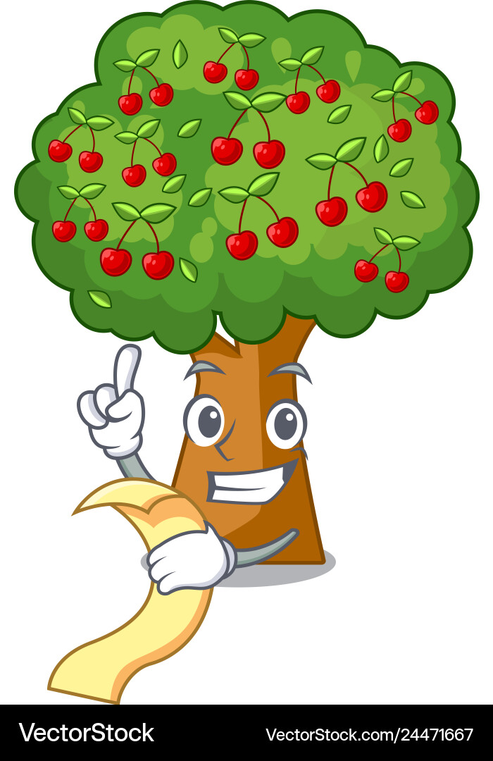 With menu cherry tree toys in character shape Vector Image