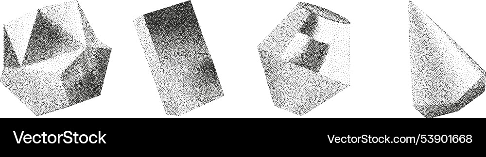 3d gradient geometric shapes with noise Vector Image