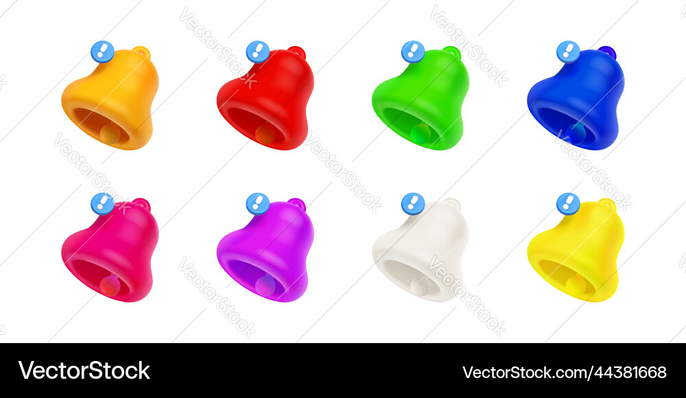 3d render notification bells color unread message 3d render notification bells color unread message vector image