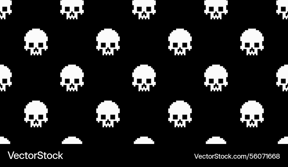 8-bit Pixel Skull Pattern vector image