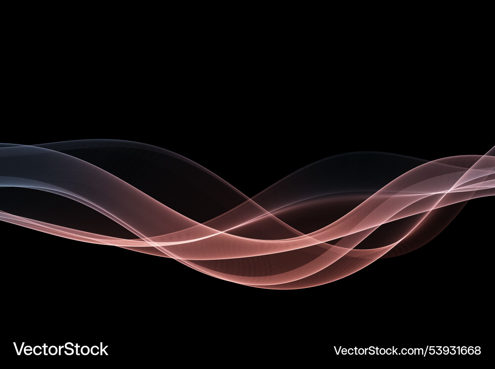 Abstract smoke wave flow design element on dark Abstract smoke wave flow design element on dark Vector Image