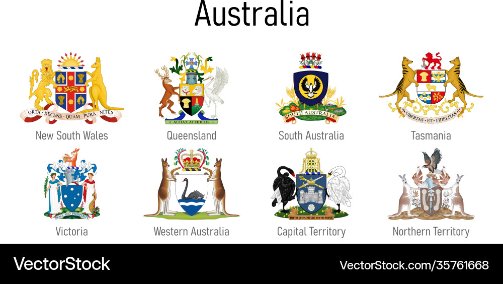 Australian State Coats of Arms Vector Image