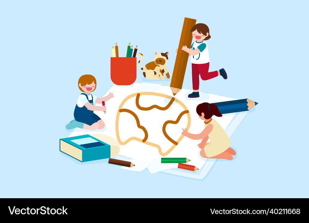 Big isolated cartoon character of cute kids Big isolated cartoon character of cute kids vector image