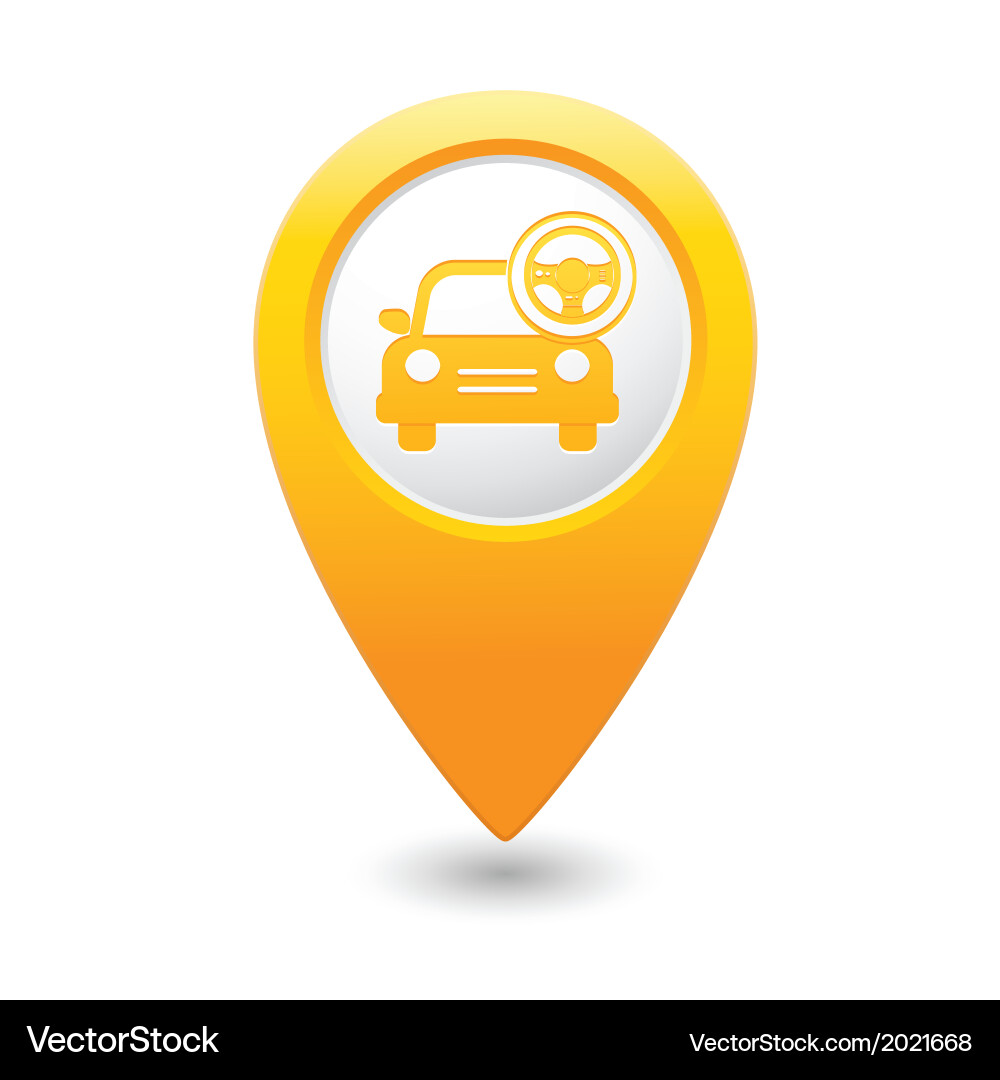 Car with Steering Wheel and Map Pointer vector image