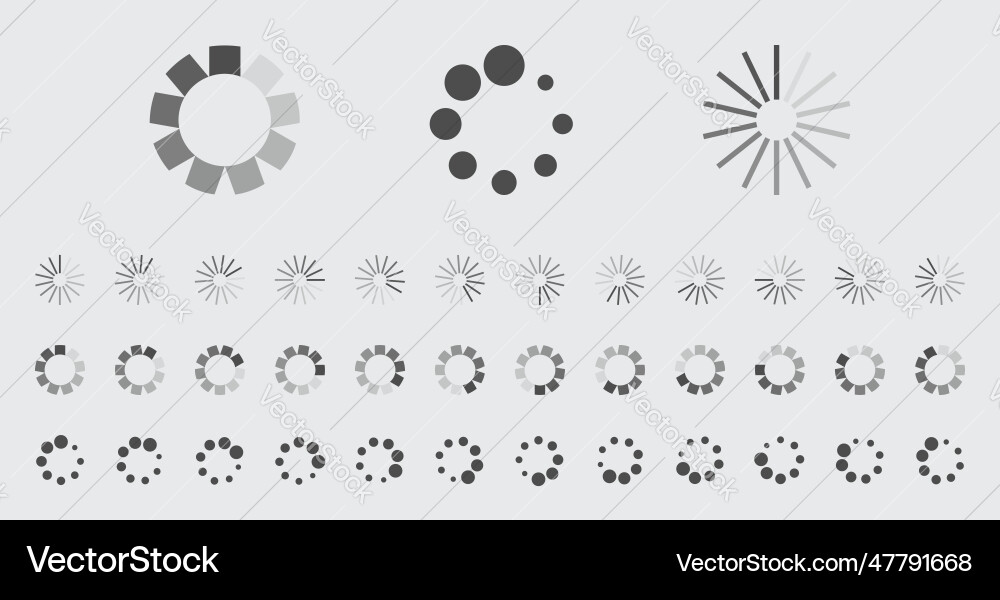 Circular Loading-Puffering-Symbole Set Circular Loading-Puffering-Symbole Set vektorbild