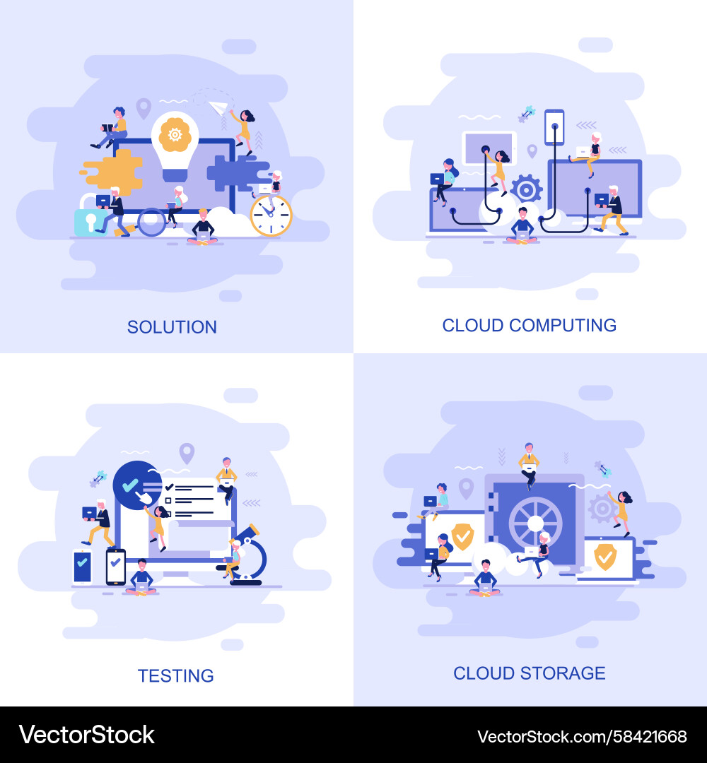 Cloud Testing & Solution Banner Vector Image