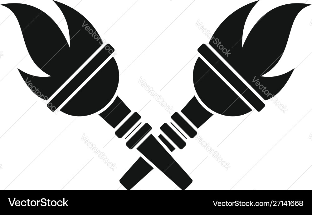 Crossed torch icon simple style Crossed torch icon simple style vector image