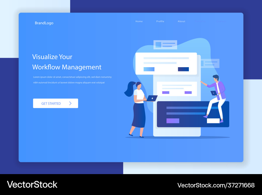 Flat design manage your workflow landing page Flat design manage your workflow landing page Vector Image