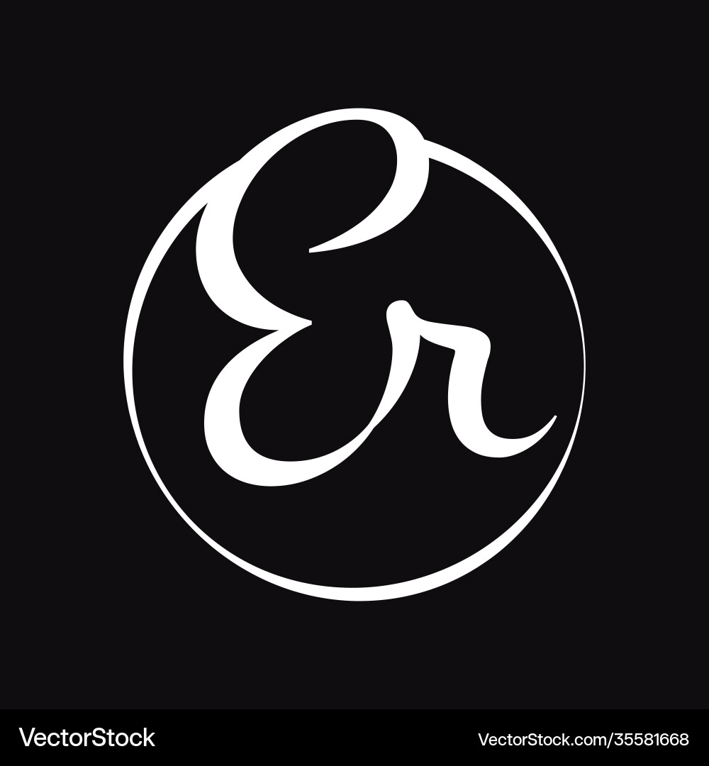 Initial er script letter type logo design Initial er script letter type logo design vector image
