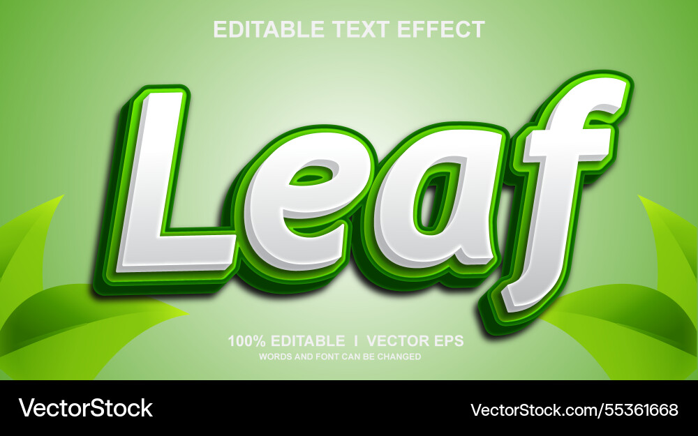 Leaf 3d text effect with modern style design Leaf 3d text effect with modern style design vector image