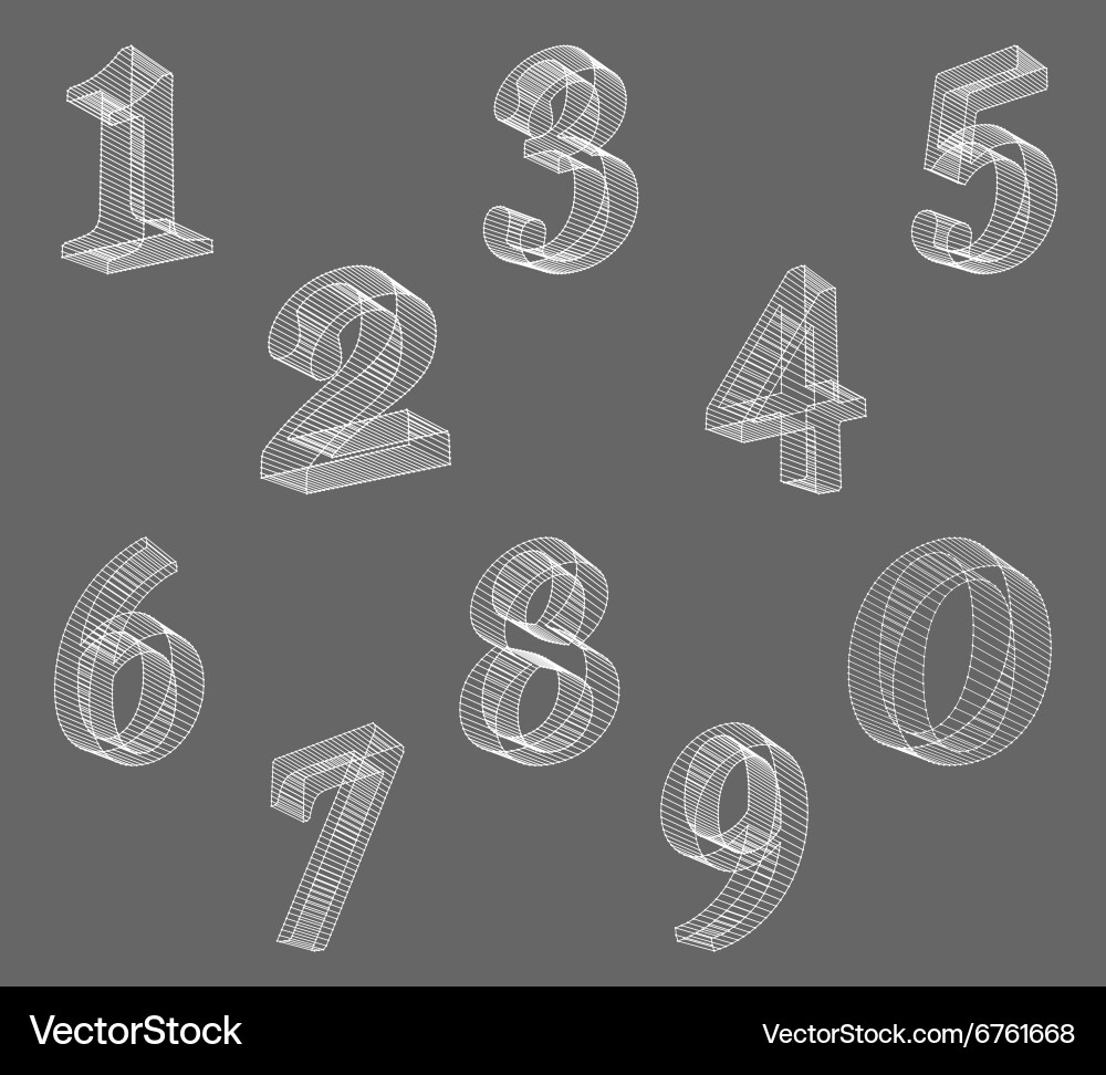 Low poly numbers font set polygon number vector image