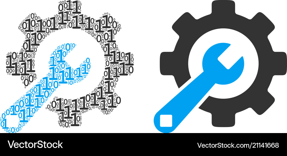 Service tools collage of binary digits Service tools collage of binary digits vector image