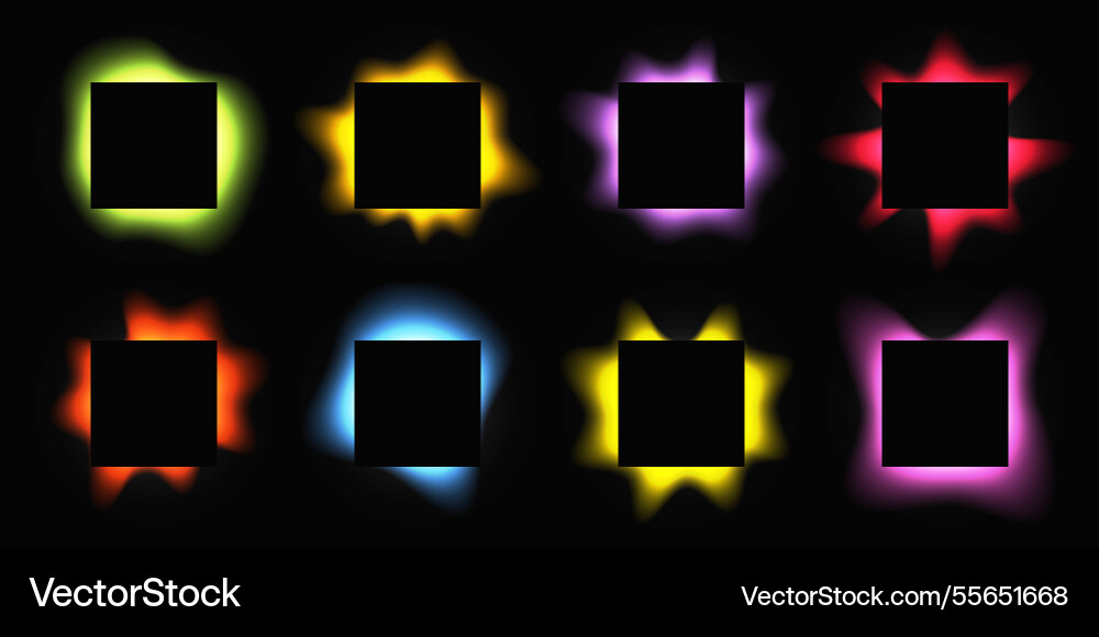 Set of square illuminate light frames Set of square illuminate light frames vector image