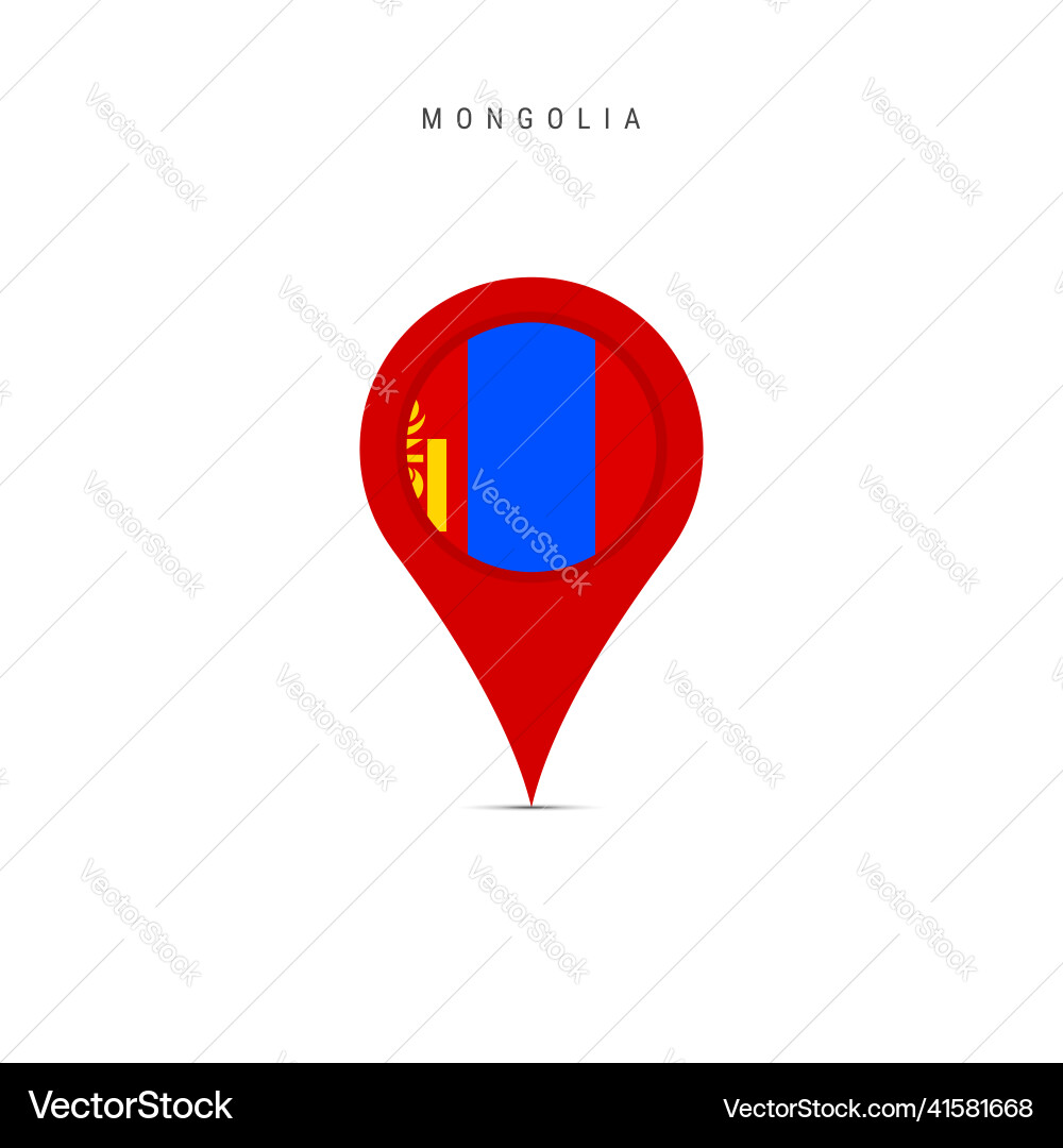 Teardrop map marker with flag of mongolia flat Teardrop map marker with flag of mongolia flat Vector Image