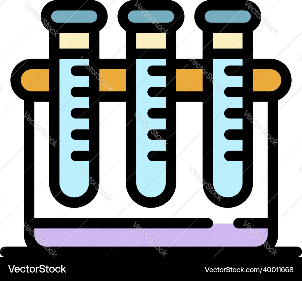 Three flasks in a container icon color outline Vector Image