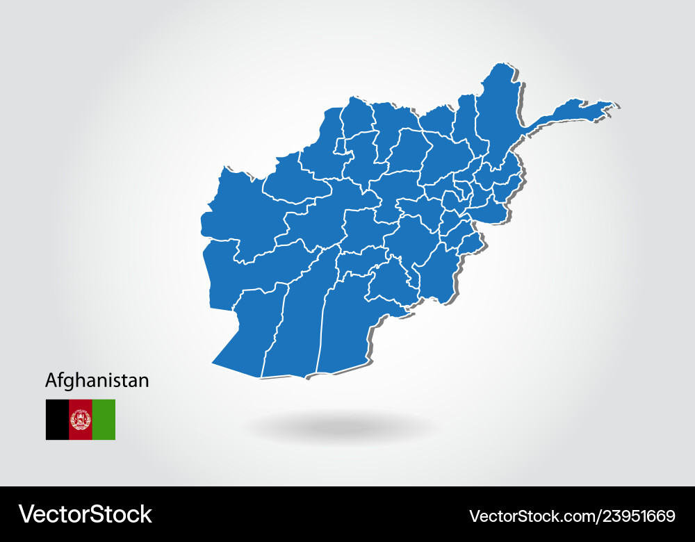 Afghanistan map design with 3d style blue Vector Image