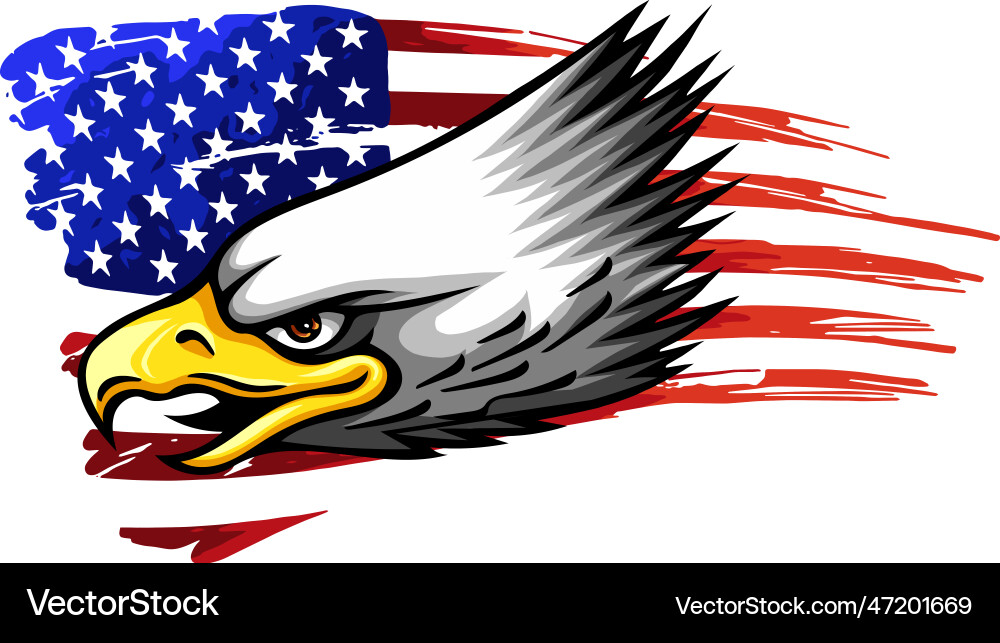 American Eagle Head with Flag Vector Image