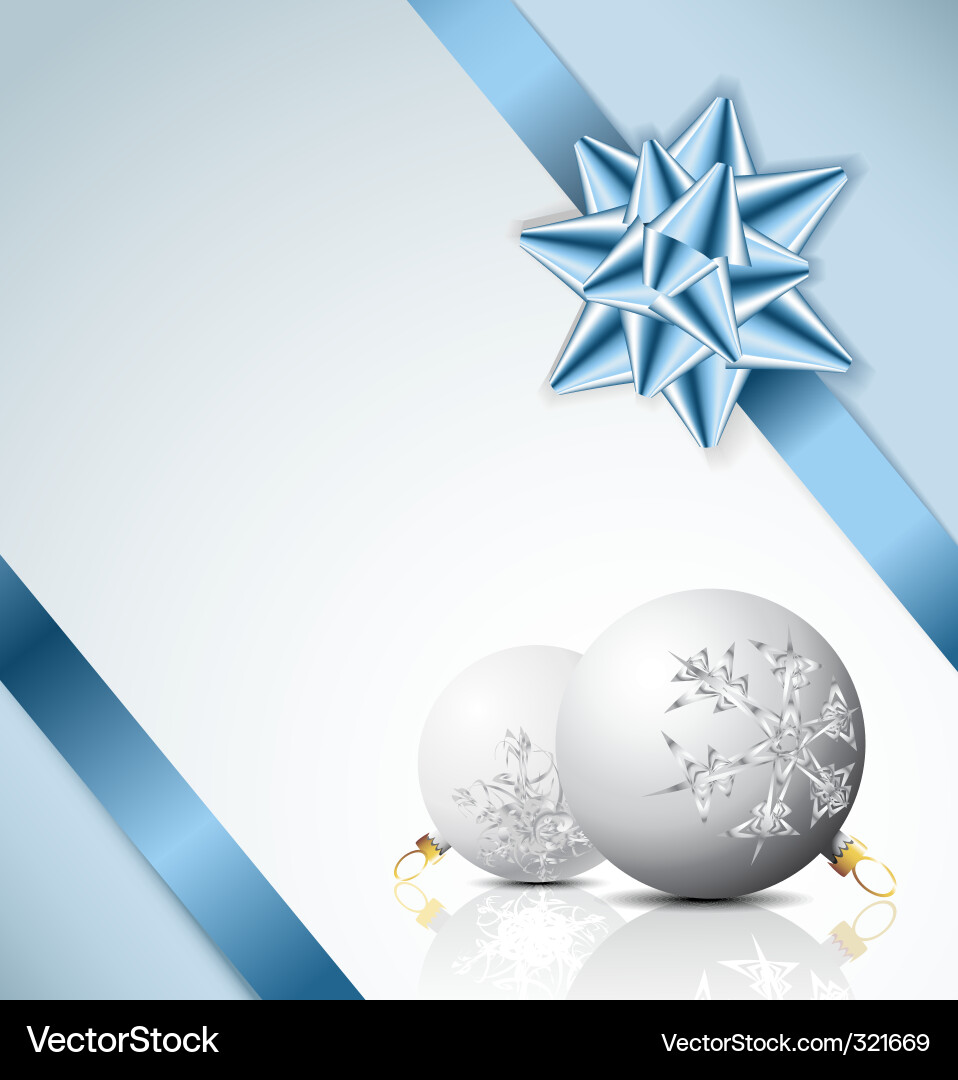 Blue Ribbon Christmas Card Vector Image