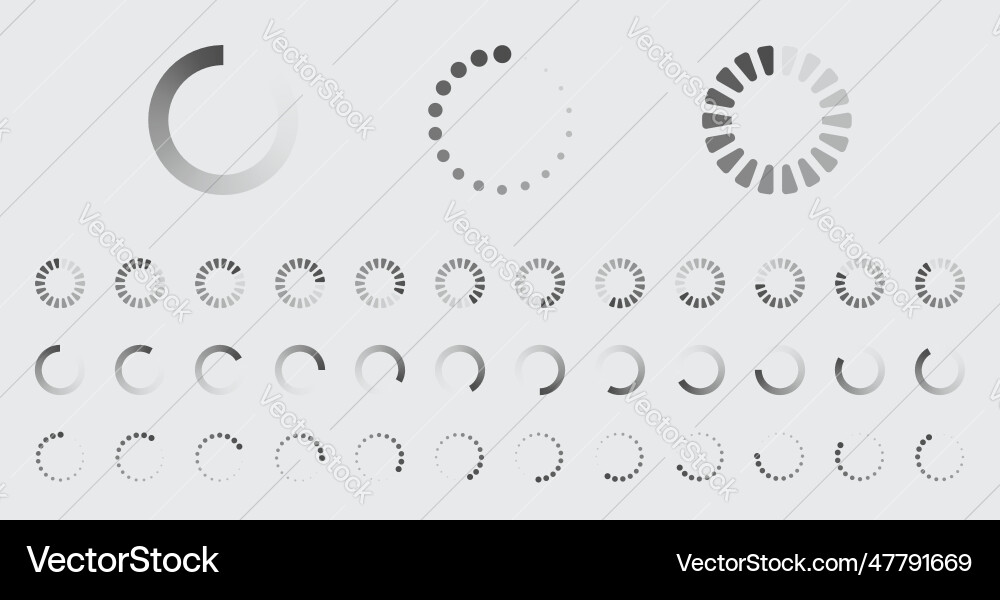 Circular loading buffering icons set Circular loading buffering icons set vector image