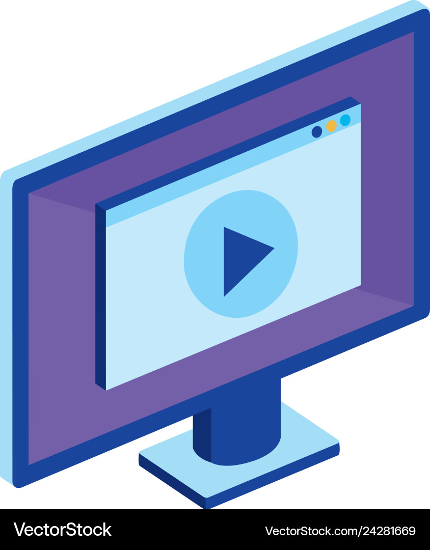 Computer display with media player Computer display with media player Vector Image
