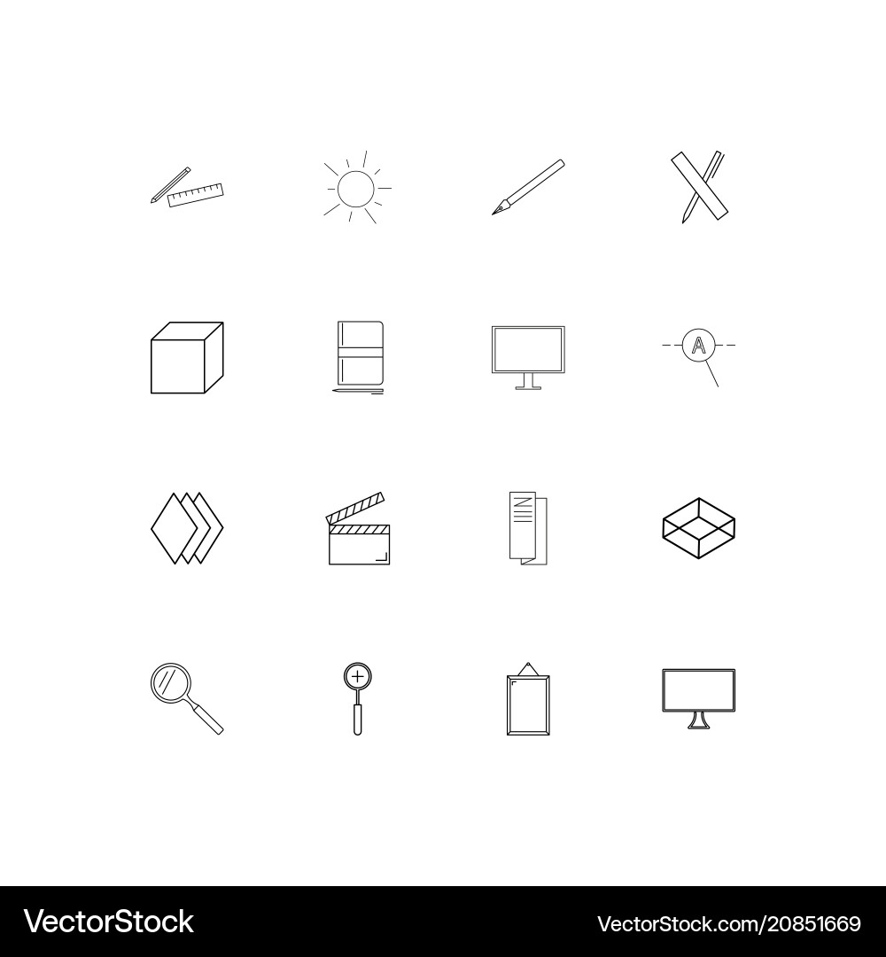 Creative process and design linear thin icons set vector image