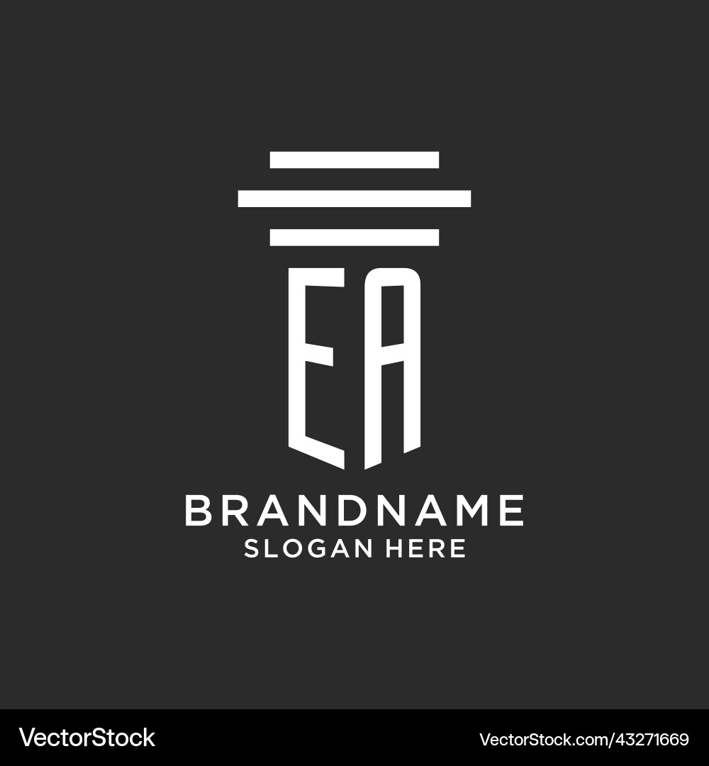 Ea initials with simple pillar logo design Ea initials with simple pillar logo design Vector Image