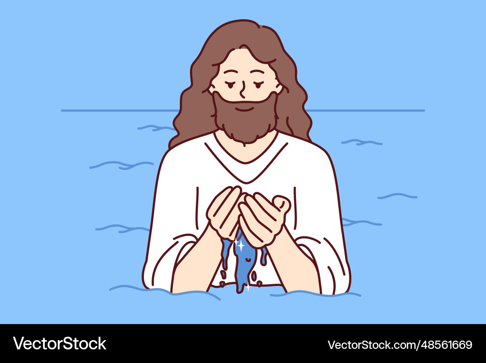 Jesus steht in Wasser und waschen Gesicht für Konzept Jesus steht in Wasser und waschen Gesicht für Konzept vektorbild