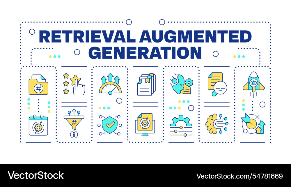 Retrieval augmented generation word concept Retrieval augmented generation word concept Vector Image