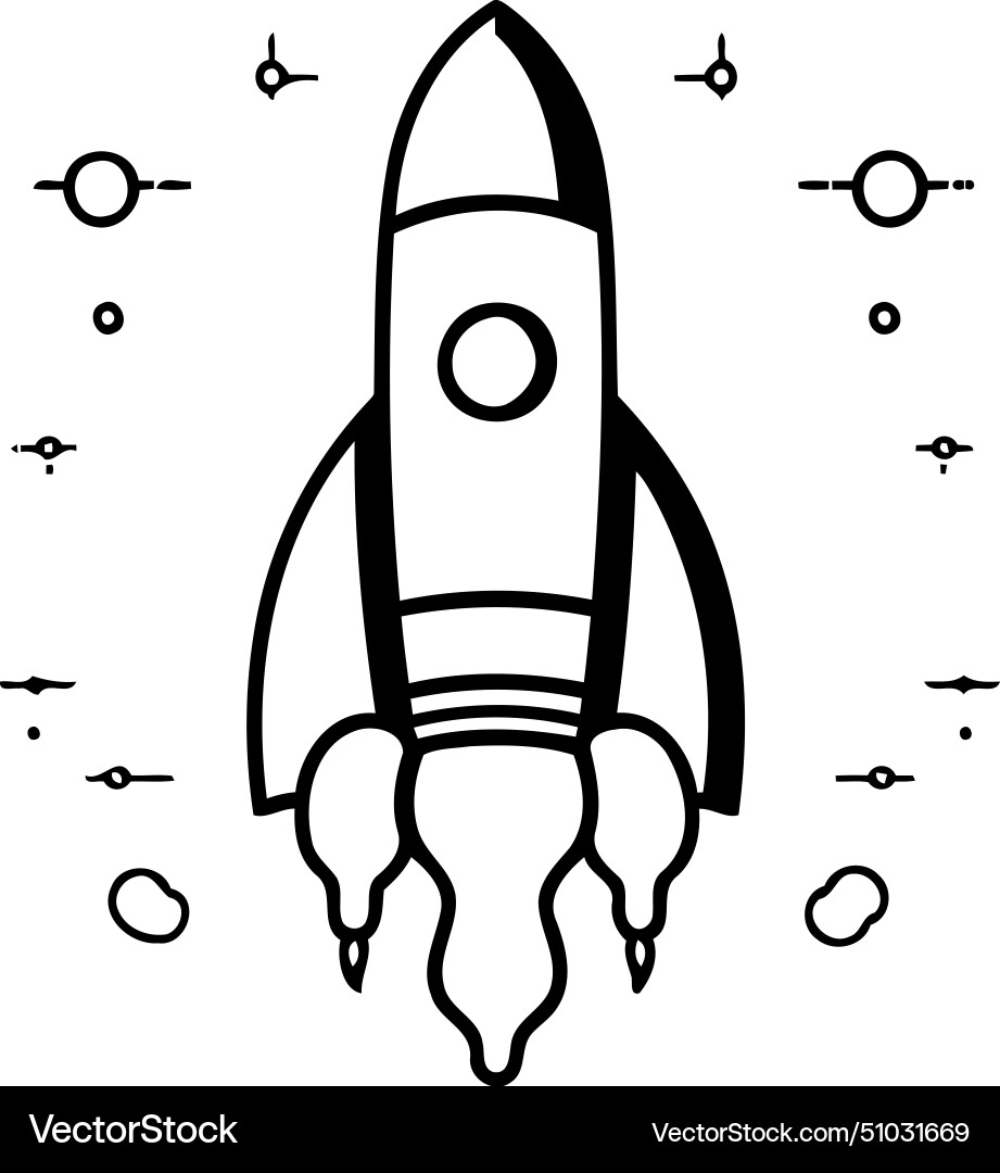 Rocket icon in flat linear style of start up Vector Image
