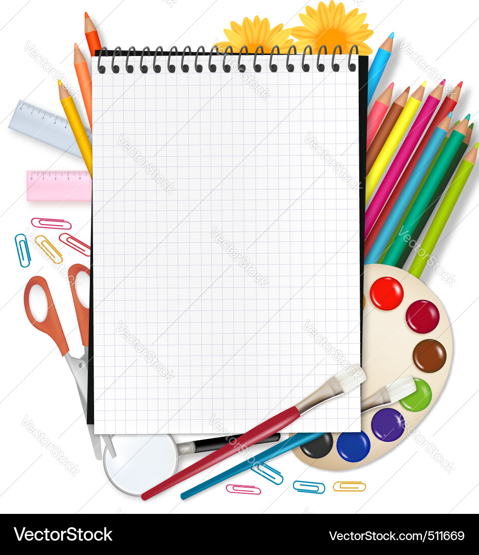 School Supplies Flat Lay Royalty Free Vector Image