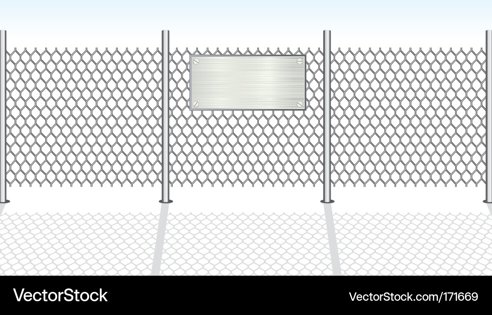 Secure Chain Link Fence with Sign vector image