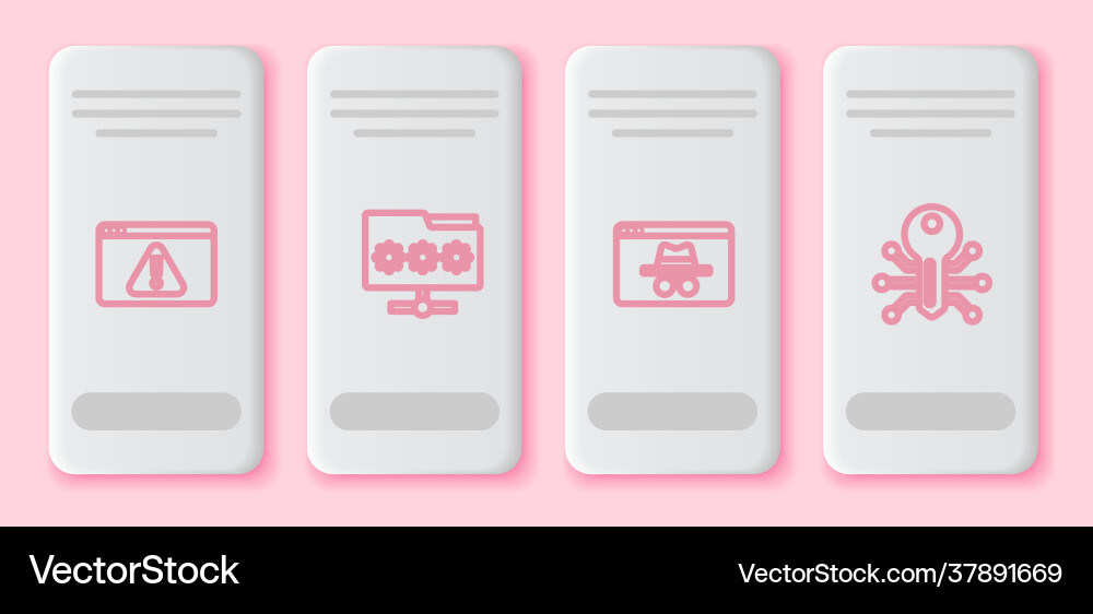 Set line browser with exclamation mark folder Set line browser with exclamation mark folder vector image