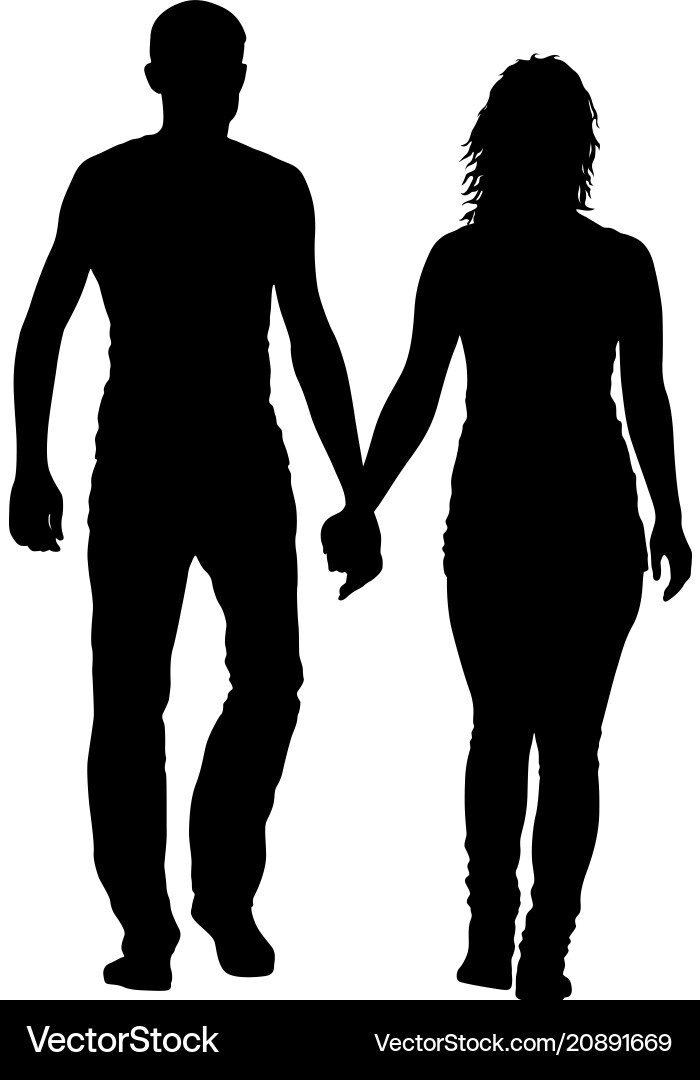 Silhouetted Couple Walking Vector Image