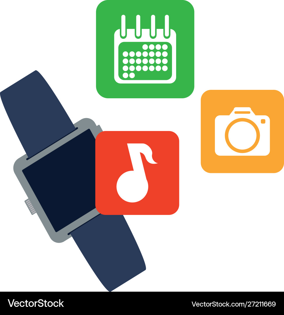 Smart watch technology with applications menu Vector Image