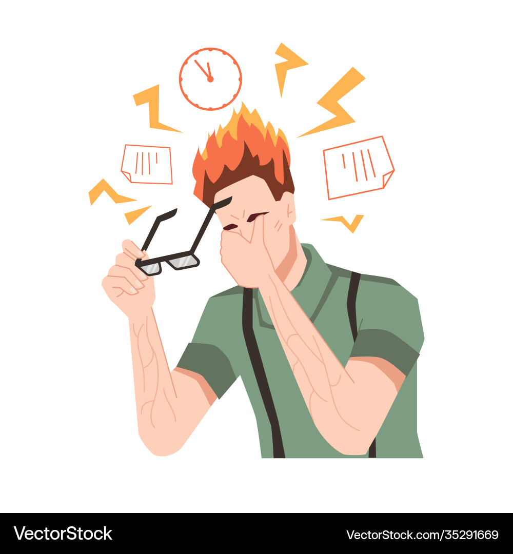 Stress from work job pressure and deadline vector image