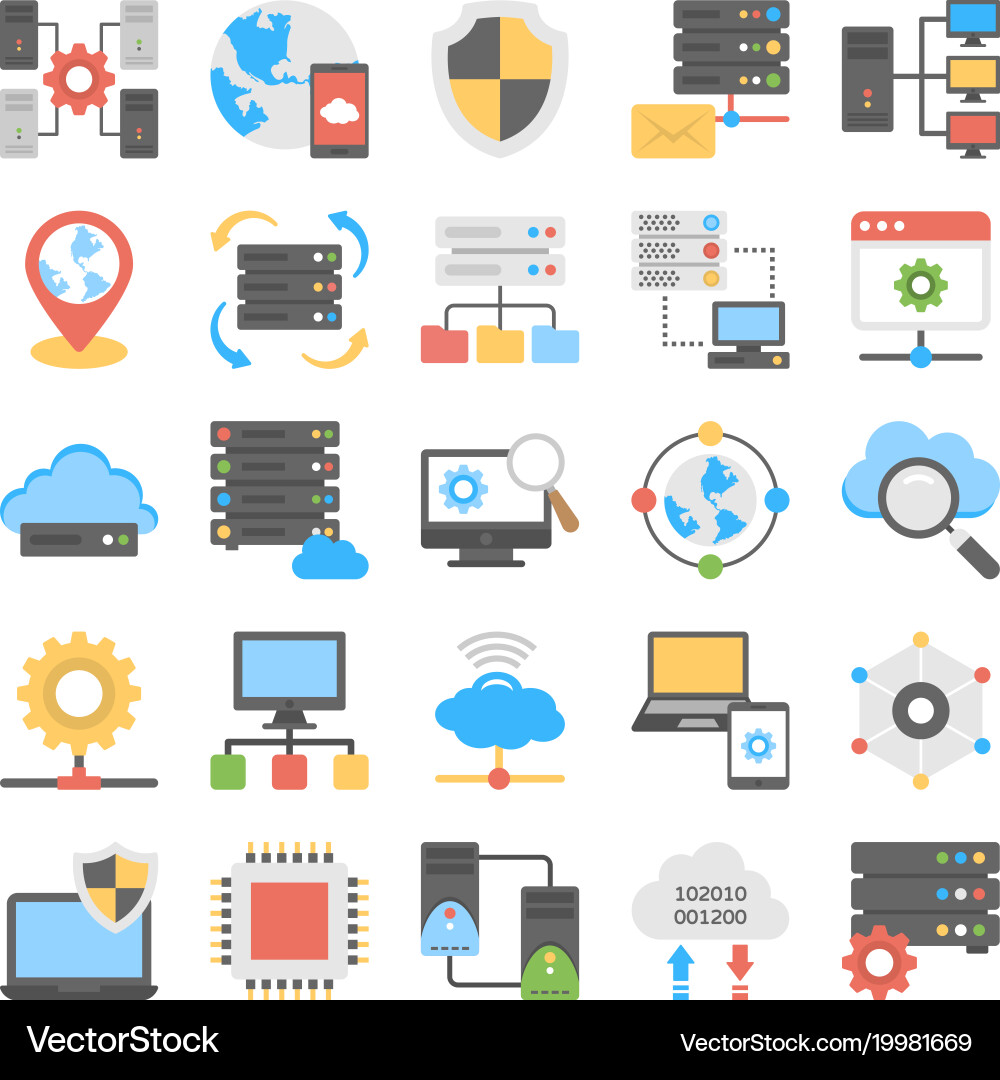Web Hosting Icons Set vector image