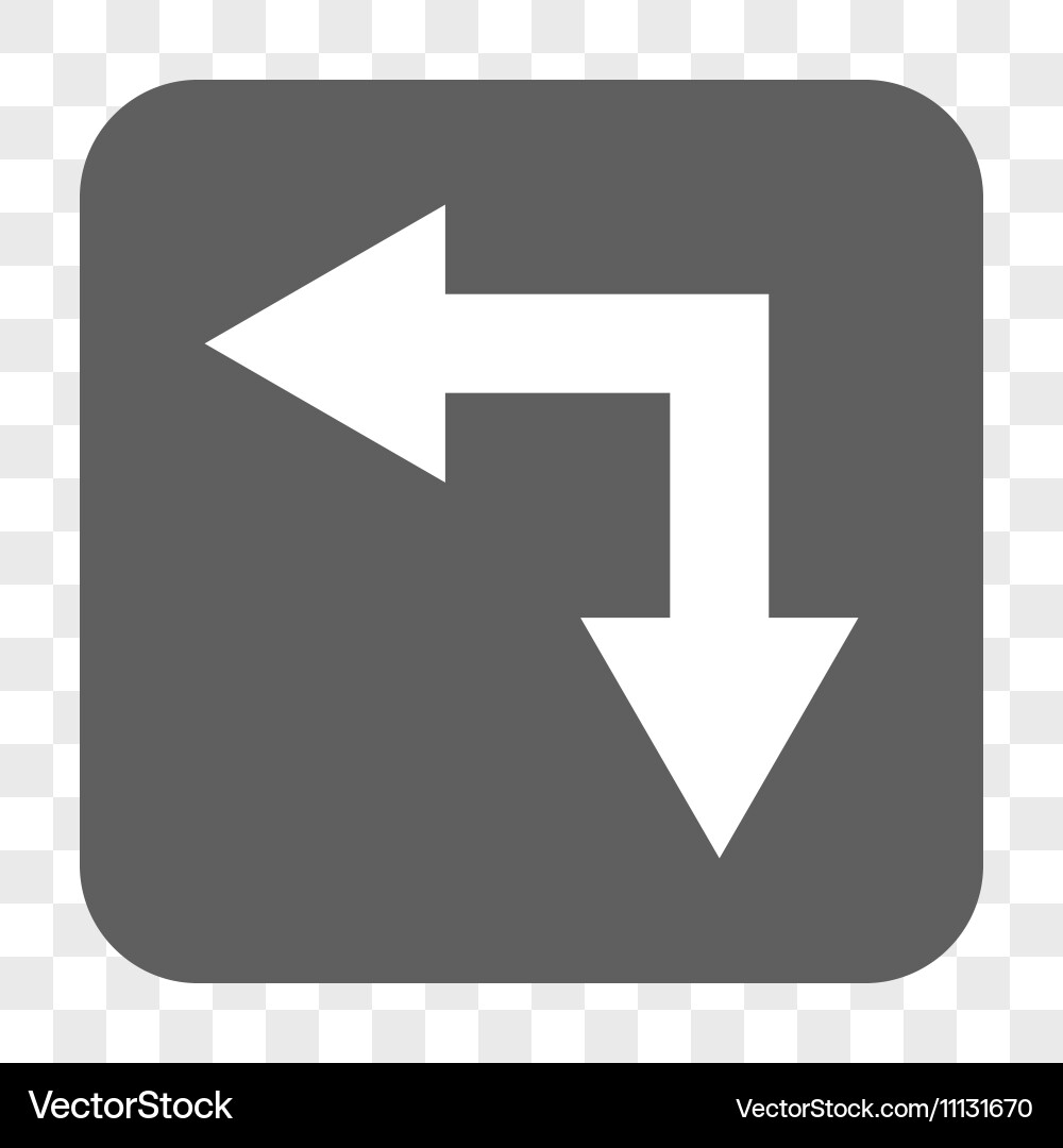 Bifurcation arrow left down rounded square button Vector Image