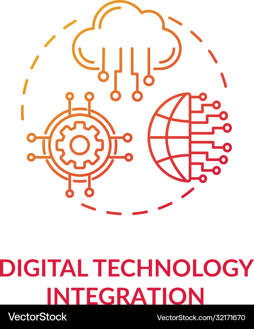 Digital technology integration red gradient Digital technology integration red gradient vector image