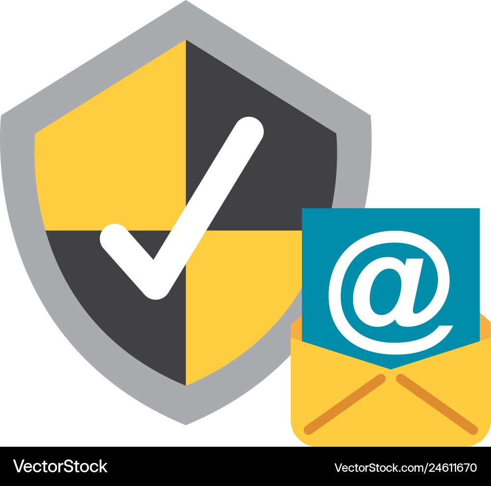 Email shield protection check mark data security Vector Image