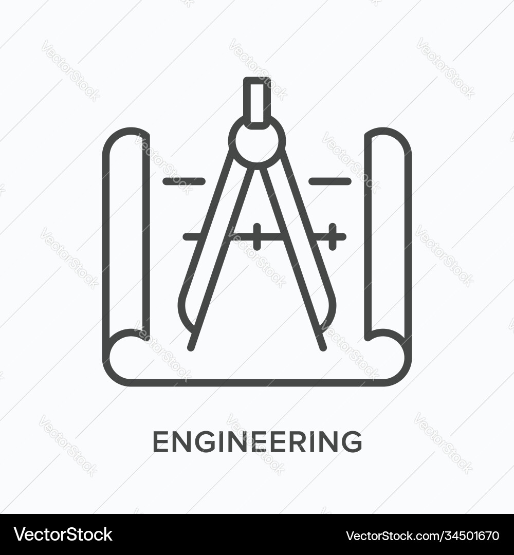 Engineering flache Linie Icon Umriss Engineering flache Linie Icon Umriss vektorbild