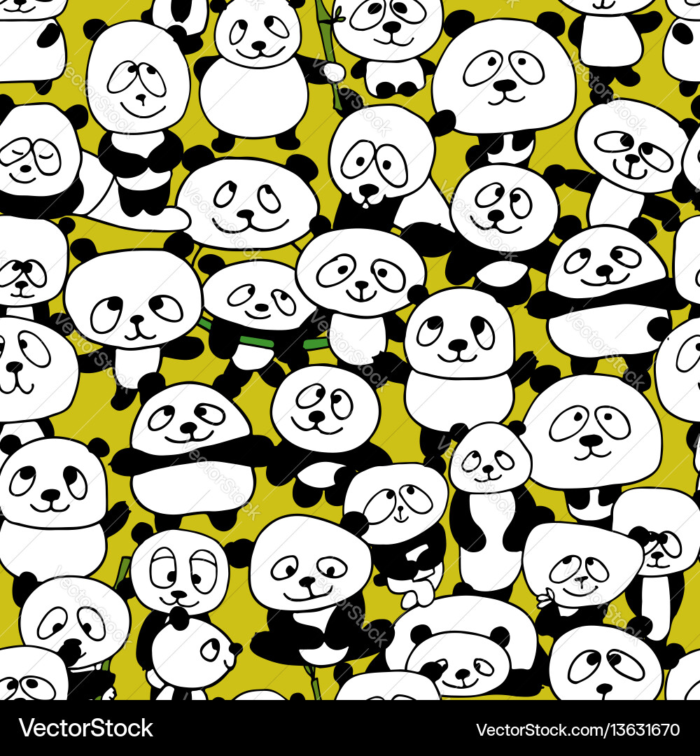 Funny pandas seamless pattern for your design Funny pandas seamless pattern for your design vector image