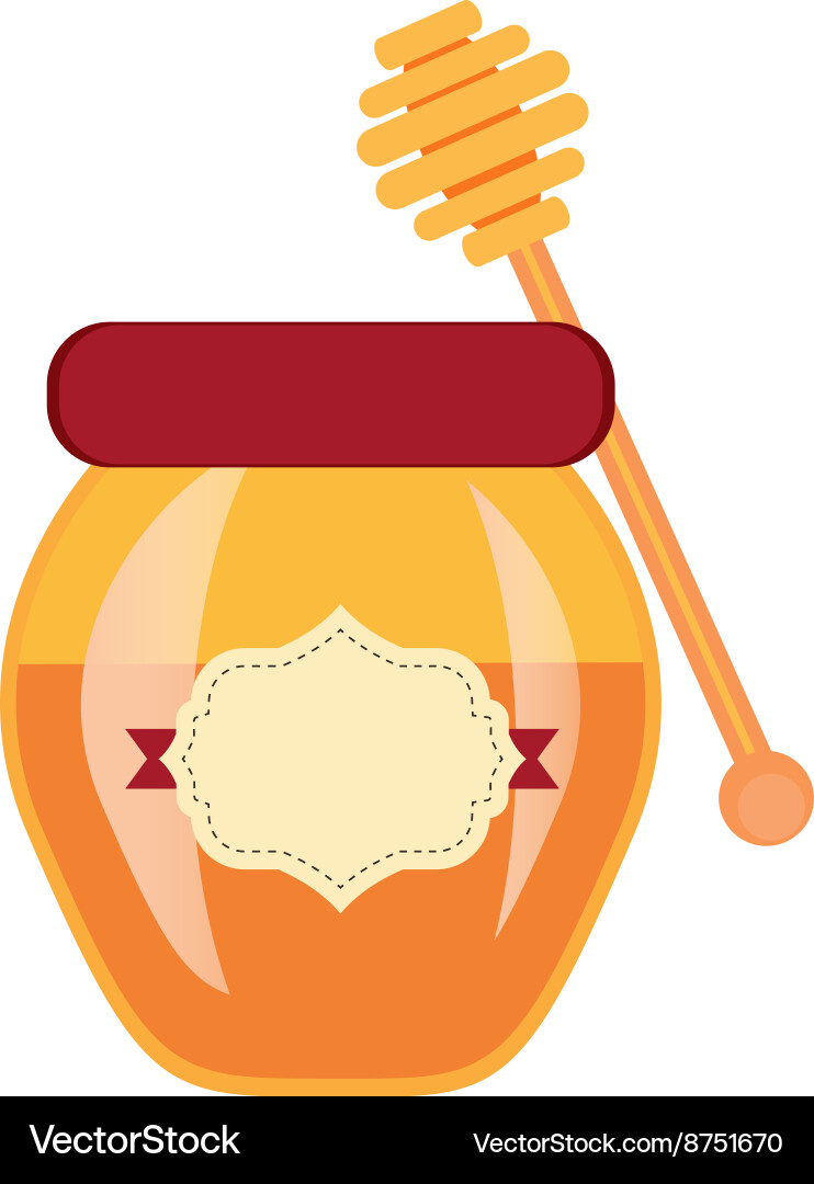 Glass can full of honey jar and wooden stick Vector Image