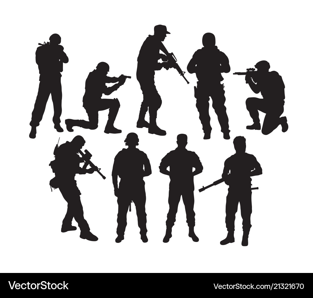 Military Silhouettes - Soldier Set vector image