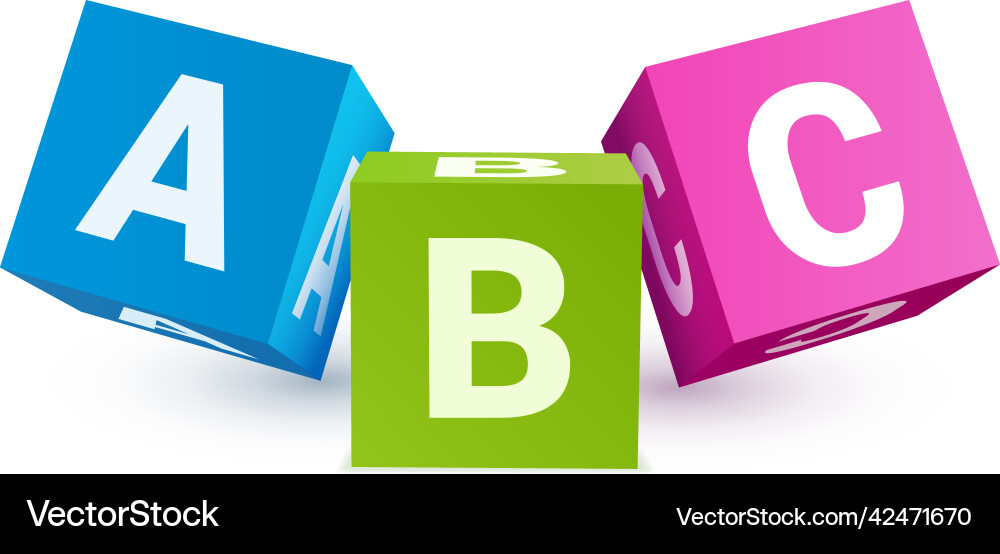 Multicolored squared abc blocks elementary Multicolored squared abc blocks elementary vector image
