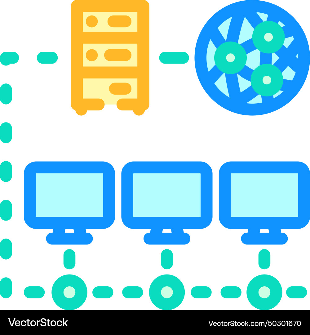 Network configuration repair computer color icon Network configuration repair computer color icon vector image